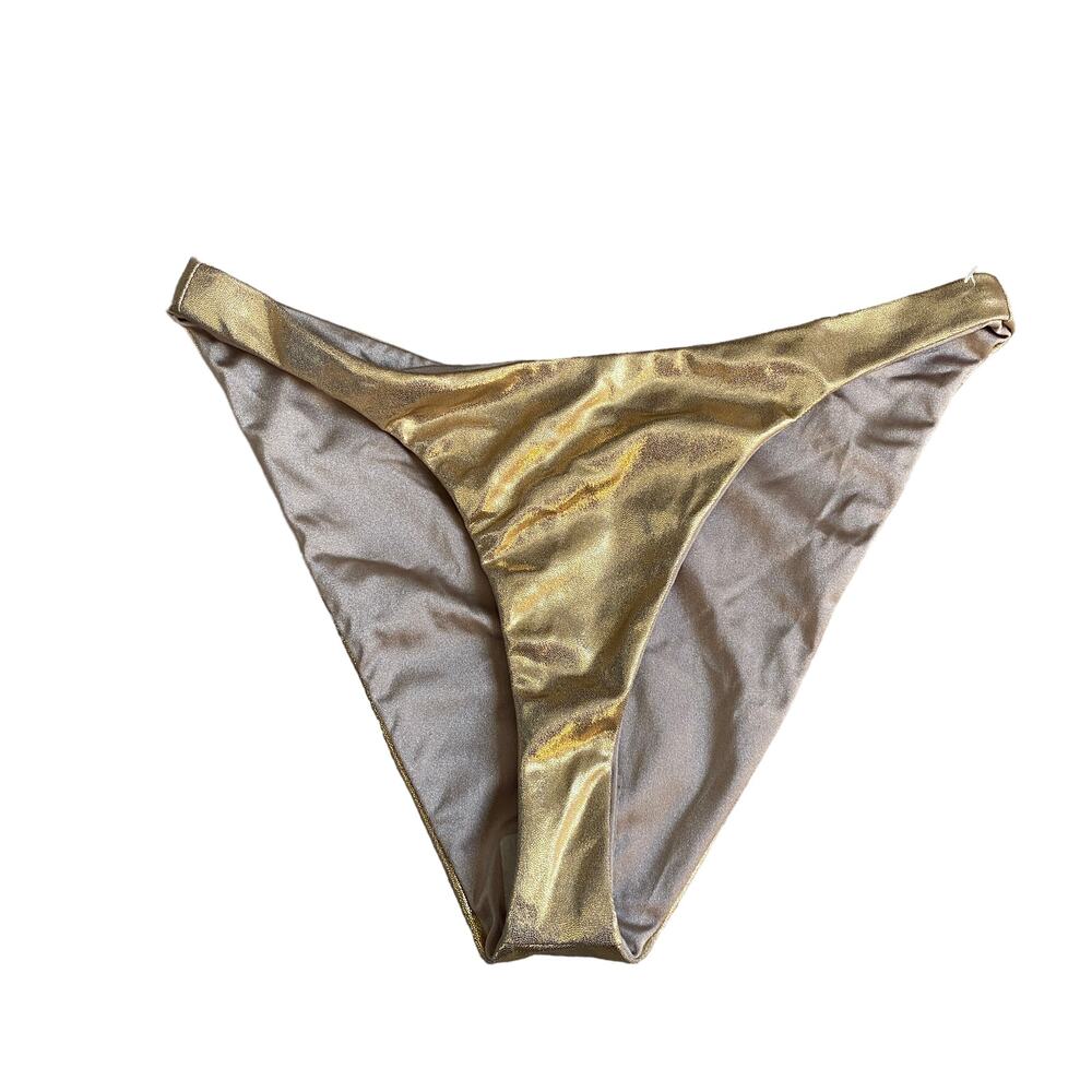 NWOT Good American Better Bikini Bottom – Metallic Gold Swim – Size 3 / L